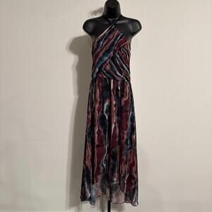 NWT Y2K Esprit Pleated Printed Spagetti Halter Top Slip Dress Size 36 (US SM)